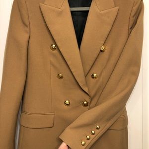Zara tan tailor double breasted blazer